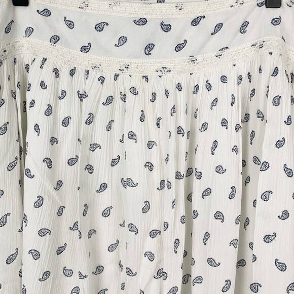 Cherokee Women Pleated Skirt Y2k Paisley Pleated White Peasant Boho Summer Large - Picture 3 of 5
